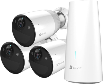 EZVIZ Caméra de surveillance 1080P sur batterie, 100% sans fil, système de sécurité avec vision nocturne en couleur, capteur de mouvement PIR, audio bidirectionnel, IP66 résistant aux intempéries, compatible avec Alexa, BC1-B3.