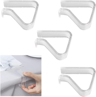 Morices 4pcs Tablecloth Clips, Picnic Table Cloth Holder Clear Plastic Indoor Table Cover Clamps for Home Garden Wedding Party